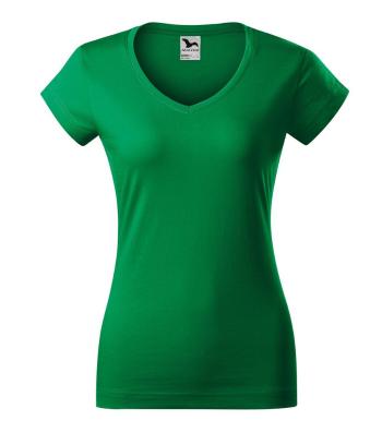 MALFINI Dámské tričko Fit V-neck - Středně zelená | XL