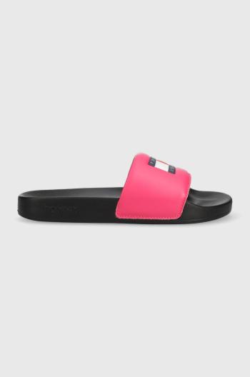 Pantofle Tommy Jeans en0en02063 wmns print pool slide dámské, růžová barva
