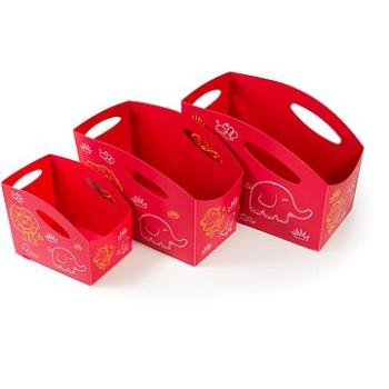 Primobal Sada dětských úložných boxů, červené, 3ks, velikosti S + M + L (5999105015284)