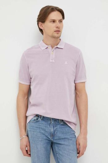 Bavlněné polo tričko Marc O'Polo fialová barva