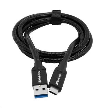 VERBATIM kabel USB 3.1 Type-C to USB-A Stainless Steel Cable 100cm GEN2 (Black)