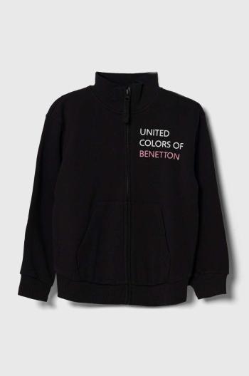 Dětská bavlněná mikina United Colors of Benetton černá barva, s potiskem