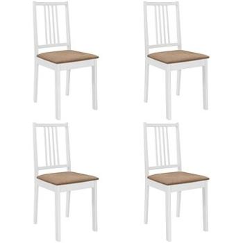 Jídelní židle s poduškami 4 ks bílé masivní dřevo (247635)