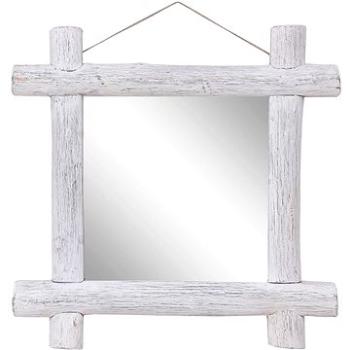 Dřevěné zrcadlo bílé 70 x 70 cm masivní recyklované dřevo (283932)