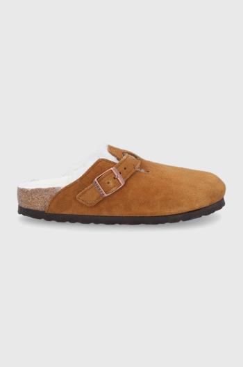 Semišové papuče Birkenstock hnědá barva