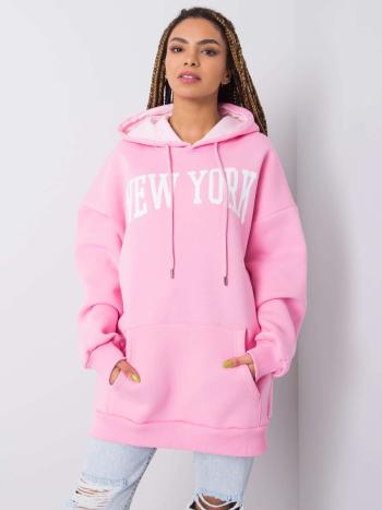 DLOUHÁ MIKINA NEW YORK - RŮŽOVÁ DS-BL-1119.11-PINK Velikost: L/XL