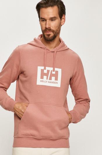 Bavlněná mikina Helly Hansen růžová barva, s potiskem