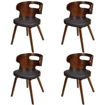 Jídelní židle 4 ks hnědé ohýbané dřevo a umělá kůže (270041)