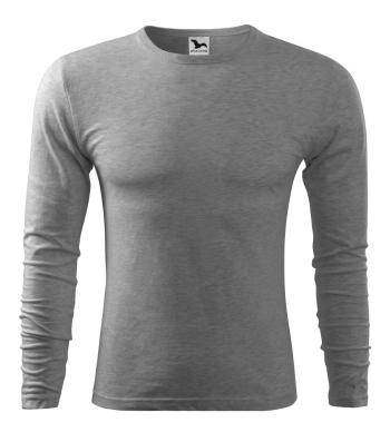 MALFINI Pánské tričko s dlouhým rukávem Fit-T Long Sleeve - Tmavě šedý melír | S