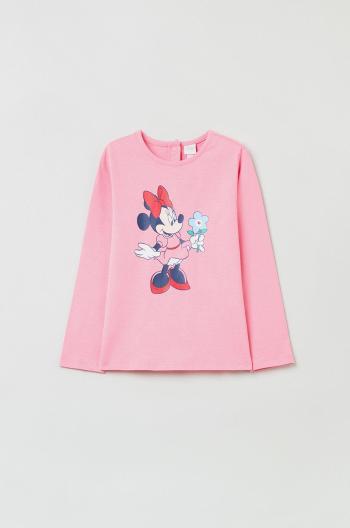 Dětské tričko s dlouhým rukávem OVS X Disney růžová barva