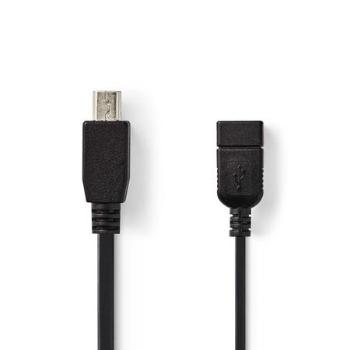 Nedis CCGP60315BK02 - USB 2.0 Kabel na Cesty | Mini 5-pin Zástrčka - A Zásuvka | 0,2 m | Černá barva