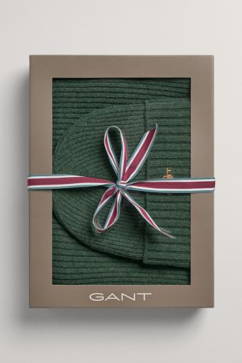 ČEPICE GANT D1. BEANIE SCARF GIFT BOX zelená L/XL