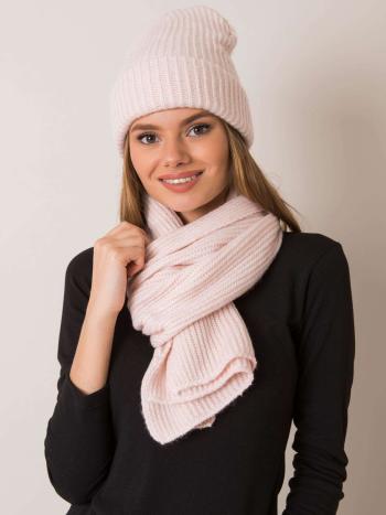 DÁMSKÝ SVĚTLE RŮŽOVÝ KOMPLET ŠÁLY A ČEPICE JK-KMPL-20.13-LIGHT PINK Velikost: ONE SIZE