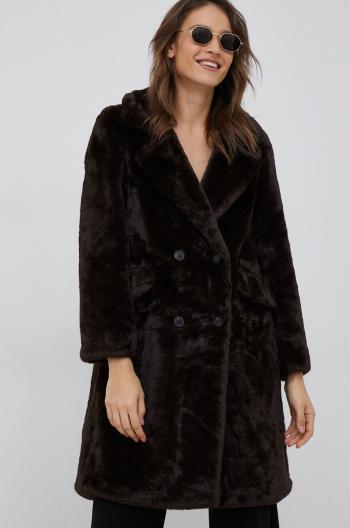 Kabát Vero Moda dámský, hnědá barva, přechodný, dvouřadový