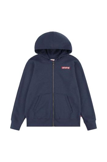 Kojenecká mikina Levi's BOXTAB FULL ZIP HOODIE tmavomodrá barva, s kapucí, hladká, 6EJ762