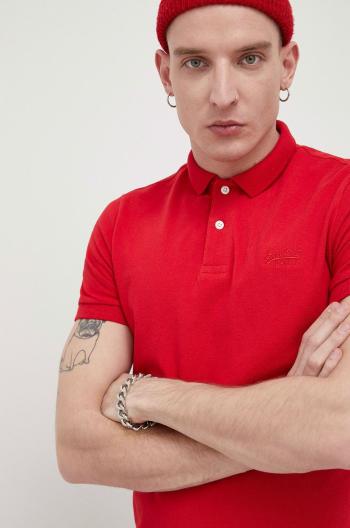 Bavlněné polo tričko Superdry červená barva, hladký