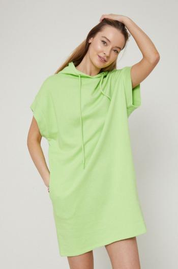 Bavlněné šaty Medicine zelená barva, mini, oversize
