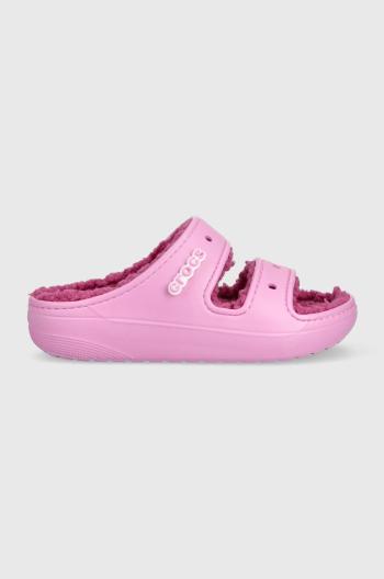 Pantofle Crocs Classic Cozzzy Sandal růžová barva