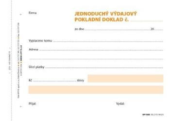 Tiskopis Výdajový pokl. doklad A6 jednoduchý 100 listů samopropis OPTYS