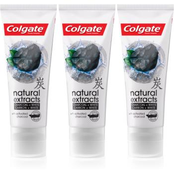 Colgate Natural Extracts Charcoal + White bělicí zubní pasta s aktivním uhlím 3 x 75 ml