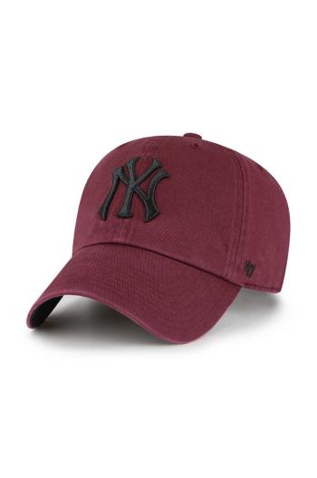 Bavlněná baseballová čepice 47brand Mlb New York Yankees vínová barva, s aplikací