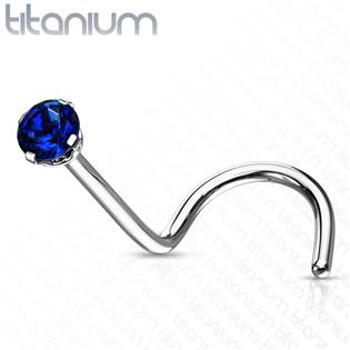 Šperky4U Zahnutý piercing do nosu - titan, kamínek 2 mm - TIT1063B-020