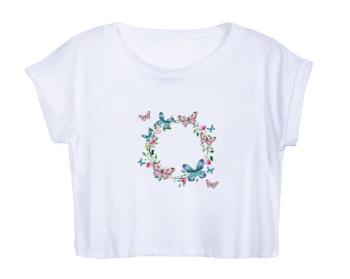Dámské tričko Organic Crop Top Rámeček z motýlů
