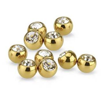 Šperky4U Ocelová náhradní kulička 1,2 x  4 mm, zlacená s kamínkem - ND01012GDC-1204