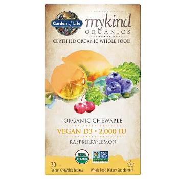 Mykind Organics Chewable Vegan D3 - s příchutí maliny a citrónu