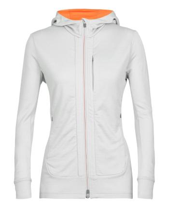 dámská mikina s kapucí, zip ICEBREAKER Wmns Quantum III LS Zip Hoodie, Ether/Flash velikost: M