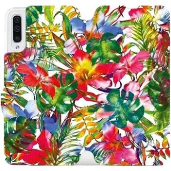 Flipové pouzdro na mobil Samsung Galaxy A50 - MG07S Pestrobarevné květy a listy (5903226860999)