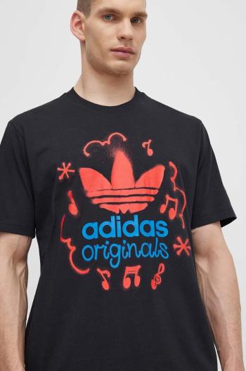 Bavlněné tričko adidas Originals černá barva, s potiskem, IS0224