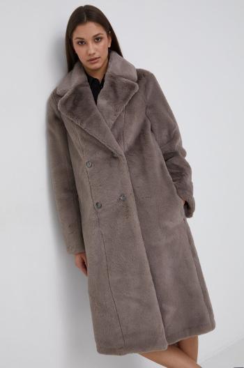 Kabát Dkny šedá barva, přechodný, dvouřadový