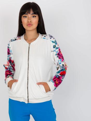 BÍLÁ BOMBER MIKINA S KVĚTINOVÝMI RUKÁVY RV-BL-8235.38-WHITE Velikost: S/M