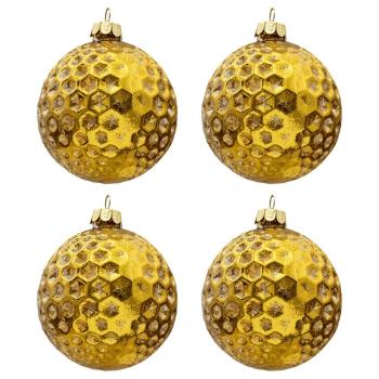 4ks zlatá vánoční koule se vzorem a patinou - Ø 8cm 6GL3284