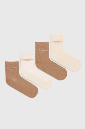 Ponožky Calvin Klein 4-pack dámské, hnědá barva