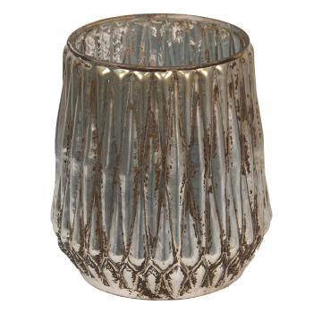 Skleněný svícen na čajovou svíčku s vroubky Vrubie - Ø 15*17 cm 6GL3906