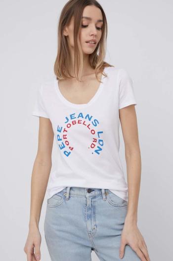 Bavlněné tričko Pepe Jeans Cammie bílá barva