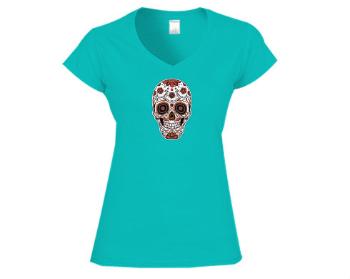 Dámské tričko V-výstřih Muerte lebka