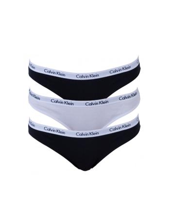 Calvin Klein Calvin Klein dámská bílo-černá tanga 3PK THONG - 3 ks v balení