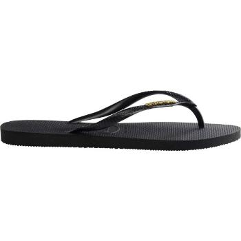 HAVAIANAS SLIM LOGO METALLIC Dámské žabky, černá, velikost 39/40