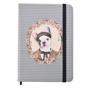 Šedo-modrý zápisník s pejskem Doggy- 14*10 cm MLSBS0040-21