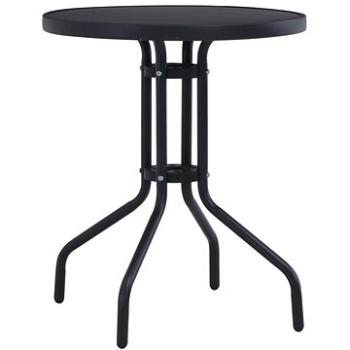  Zahradní stolek černý 80 cm ocel a sklo (47253)