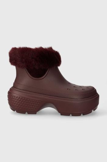 Sněhule Crocs Stomp Lined Boot vínová barva, 208718