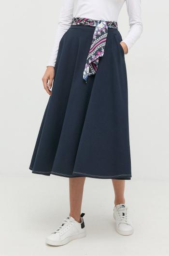 Bavlněná sukně MAX&Co. tmavomodrá barva, midi, áčková