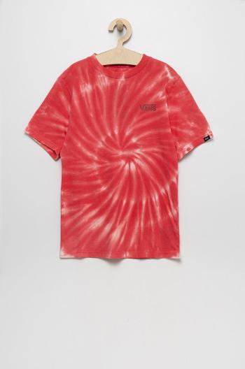 Dětské bavlněné tričko Vans červená barva
