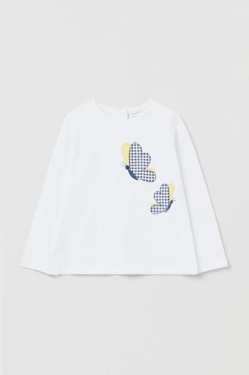 Dětská bavlněná košile s dlouhým rukávem OVS bílá barva