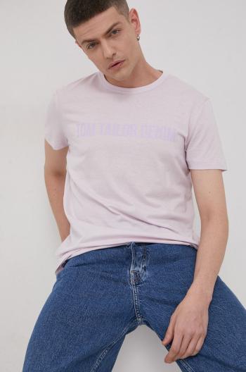 Bavlněné tričko Tom Tailor růžová barva, s potiskem