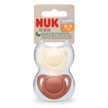 NUK Dudlík pro Nature silikonový 0-6 měsíců červený / krémový 2-pack