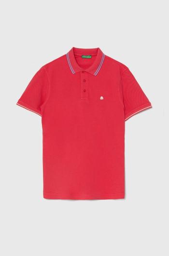 Bavlněné polo tričko United Colors of Benetton růžová barva